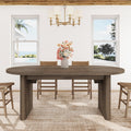 GarveeHome Oval Dining Table for 6-8 People, Long Large Kitchen Table with Thick Sturdy Wooden Base, Farmhouse Dining Room Table for for Kitchen, Living Room, Office (70.87' Long,Brown)