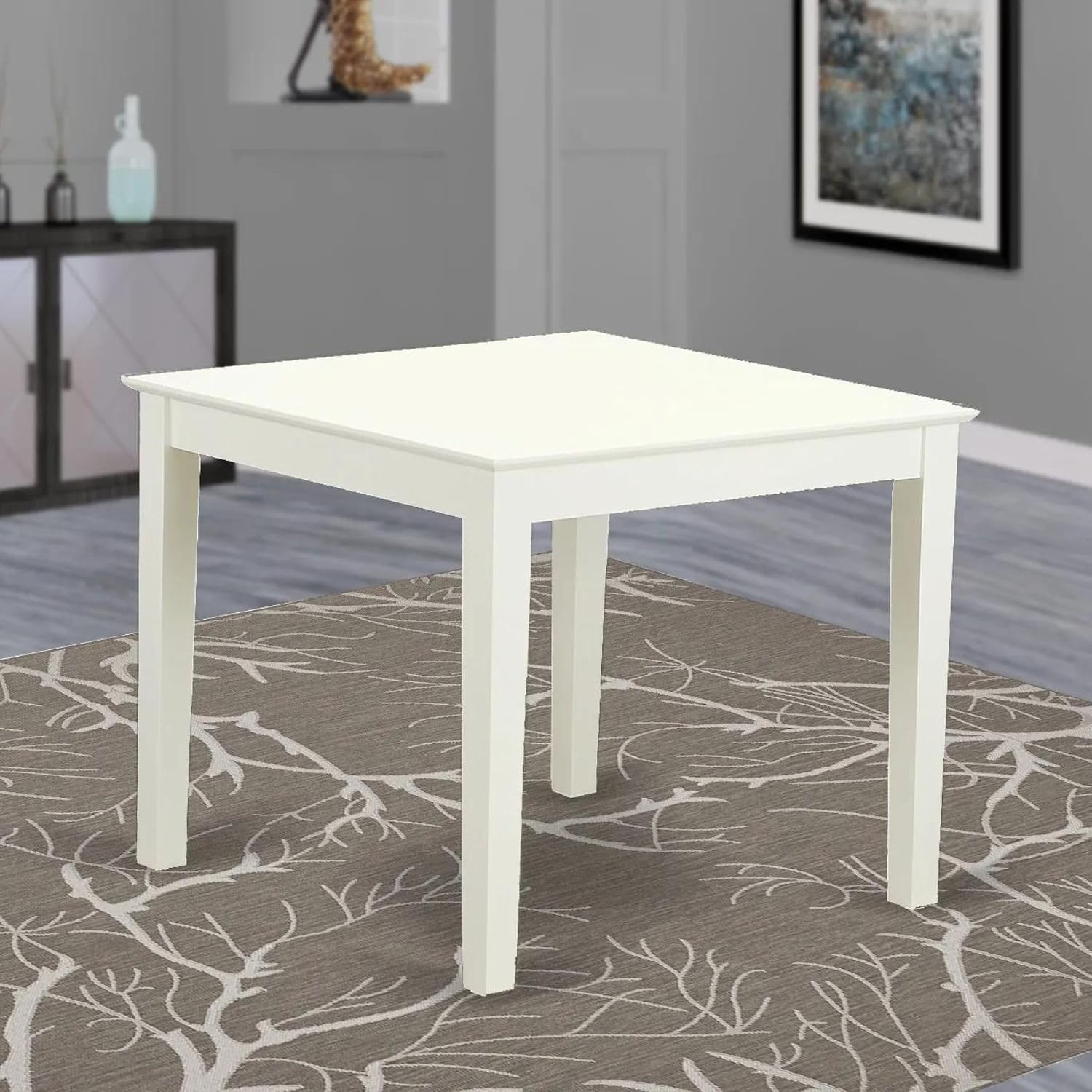 East West Furniture OXT-LWH-T Oxford Square Dining Room Table for Small Spaces, 36x36 Inch, Linen White