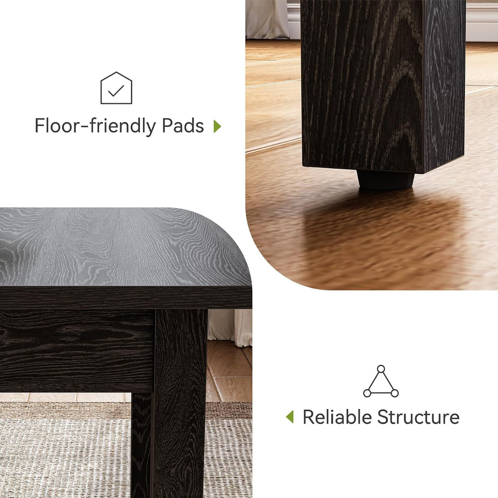LITTLE TREE 39 Inches Square Dining Table for 4 People, Black Wooden Kitchen Table Small Dinner Table, Modern Dining Room Tables for Living Room, Kitchen