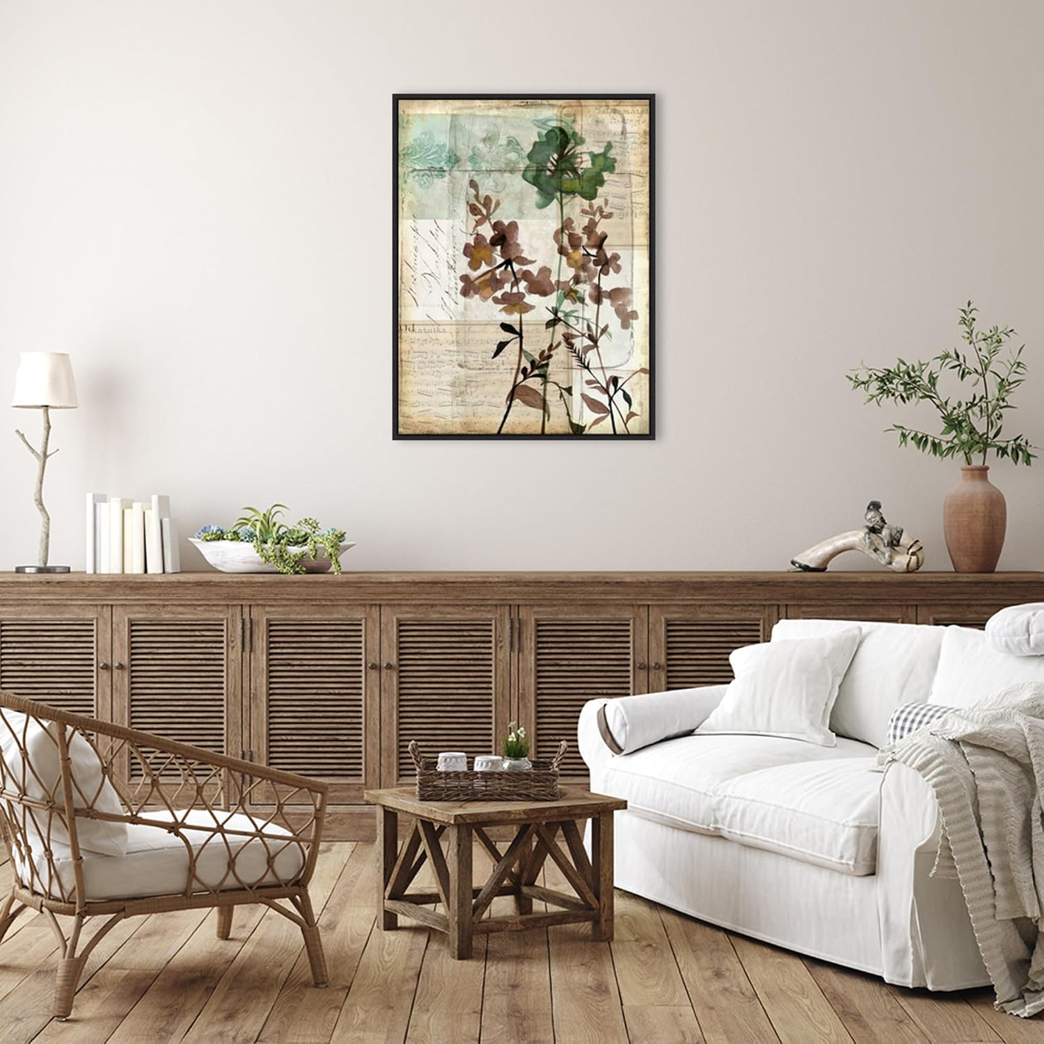 Amanti Art Framed Canvas Wall Art 42x32 Music Box Floral II by Jennifer Goldberger, Framed Wall Art Canvas, Flowers Artwork, Modern Decor, Oversize Poster Painting for Living Room, Bedroom, Bathroom,
