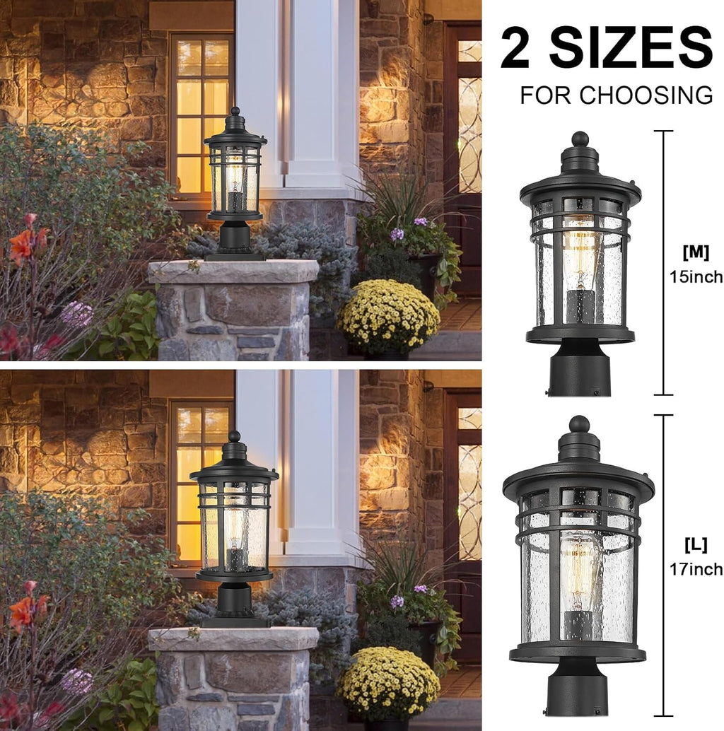 Darkaway Large Outdoor Post Lights Lamp Posts Outdoor Lighting, 17inch Post Lights Waterproof 2 Pack Outdoor Light Fixtures with Glassfor Outside Patio Yard Pathway
