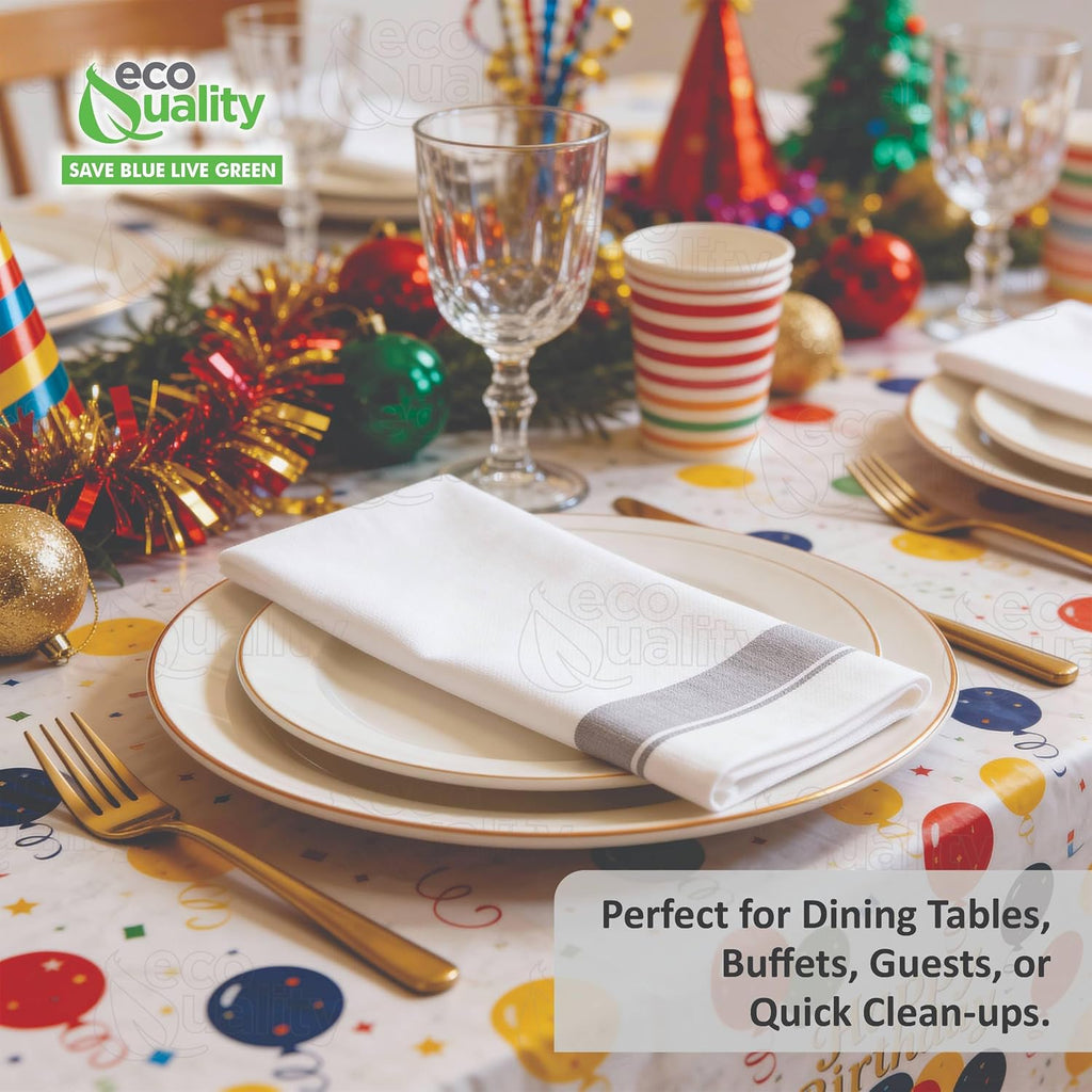 Cloth Like Dinner Napkins with Silver Border Design Disposable - Single Use Linen Feel Guest Towels, Absorbent, Soft, Elegant, Bathroom Hand Towels, Party, Wedding, Napkins, Tablesetting (350)