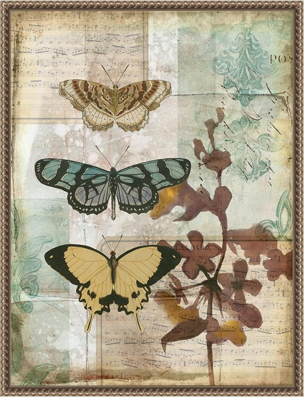 Amanti Art Framed Canvas Wall Art 24x18 Music Box Butterflies I by Jennifer Goldberger, Framed Wall Art Canvas, Animals Artwork, Traditional Decor, Medium Poster Painting for Living Room, Bedroom,