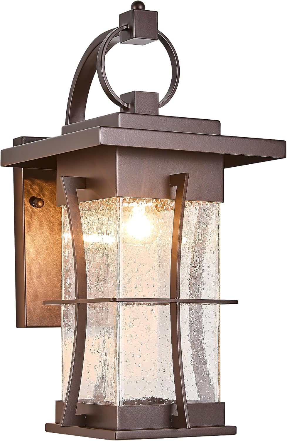 18' H Extra Large Porch Sconce Oil Rubbed Bronze Large Exterior Wall Lantern Deep Brown Outside House Lamps Waterproof Mission Outdoor Lighting with Seeded Glass for Villa Garage Coach Light