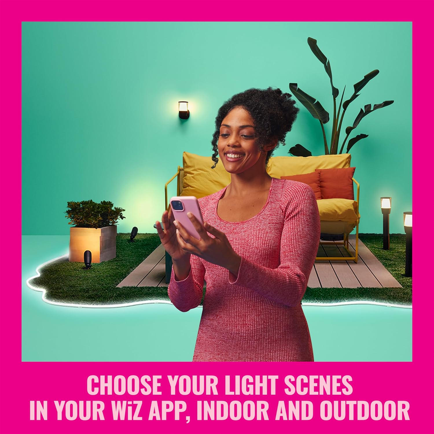 WiZ Connected 16 ft Outdoor LED Light Strip Base Kit with Plug - Flowing Multicolor LED Color-Changing Light Strip For Your Smart Home - Control App - Works with Voice