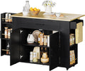 IRONCK Kitchen Island with Storage, 47.2in Rolling Island on Wheels, Kitchen Cart with Drop Leaf, Drawer and Towel Rack for Home, Dining Room