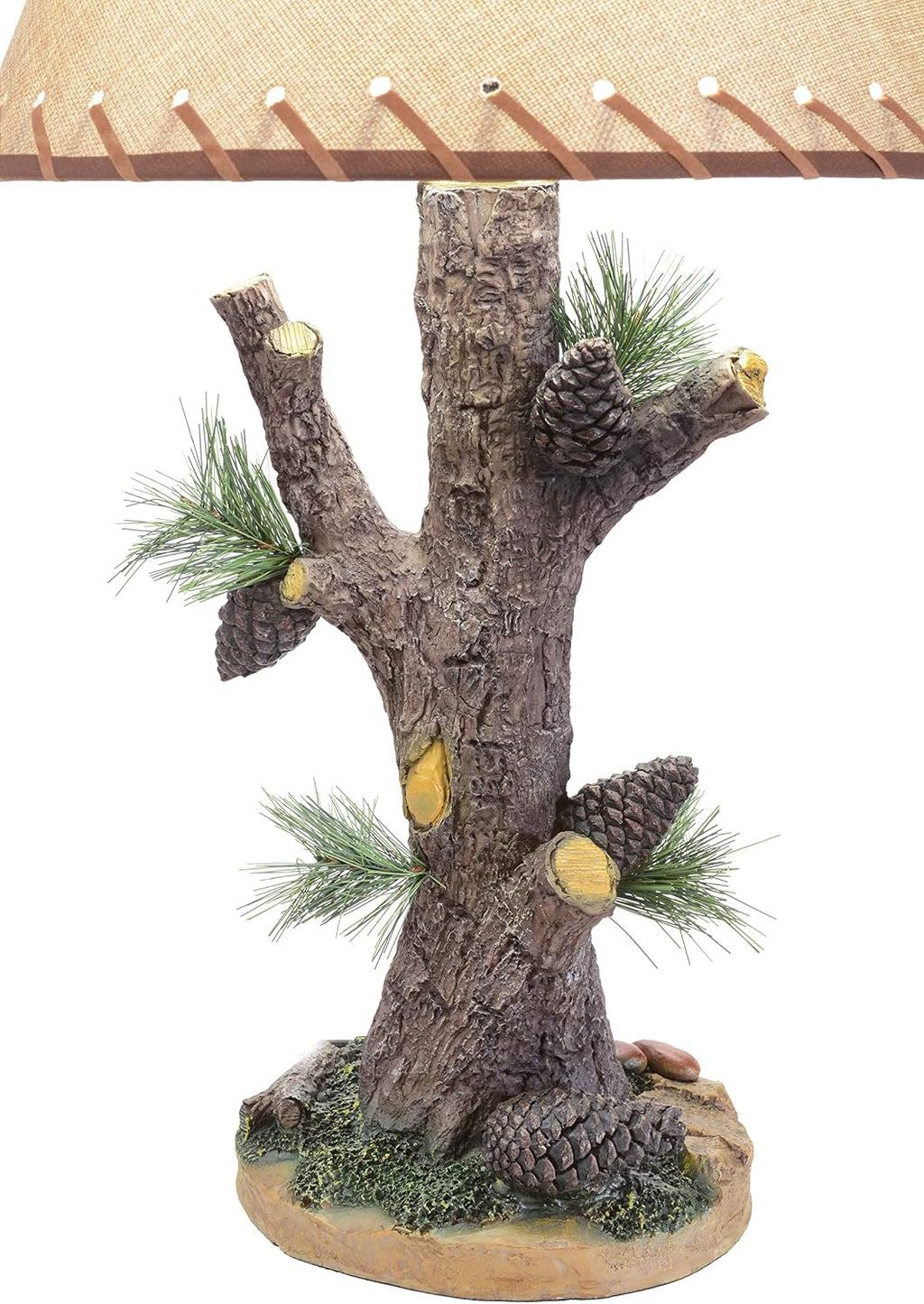 BLACK FOREST DECOR Woodlands Pinecone Lamp - Rustic Lodge Table Lamp with Laced Shade