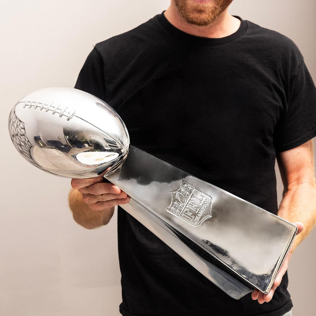 Spire Designs Lifesize Fantasy Football Trophy - Chrome Replica Championship Trophy - First Place Winner Award for League - Real Size Football Award