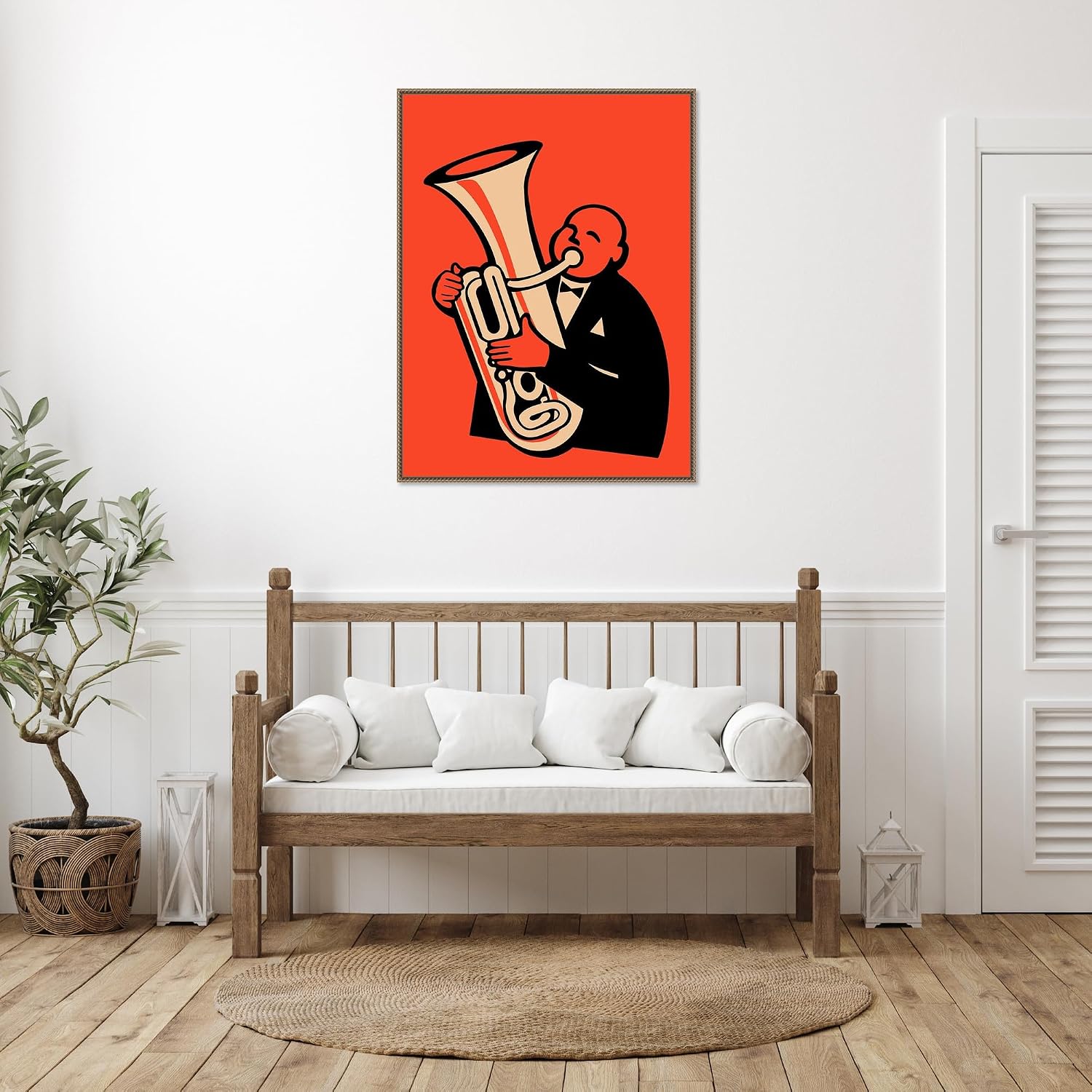 Amanti Art Framed Canvas Wall Art 42x32 The Tuba by Mark Rogan, Framed Wall Art Canvas, Music Artwork, Traditional Decor, Oversize Poster Painting for Living Room, Bedroom, Bathroom, Kitchen, Office