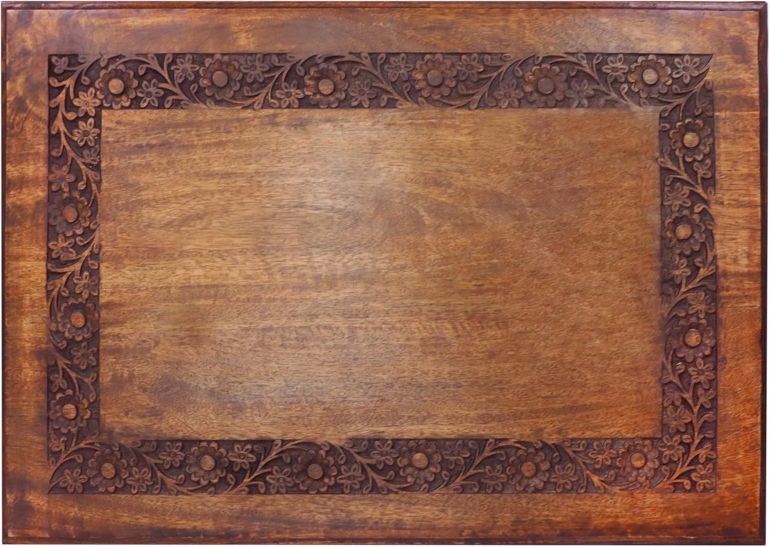 COTTON CRAFT Solid Wood Coffee Table – Hand Carved Center Table with Foldable Legs – Decorative Table for Living Room Small Spaces Entryway Bedroom - No Tools Assembly - 30 x 20 x 18 - Antique Brown