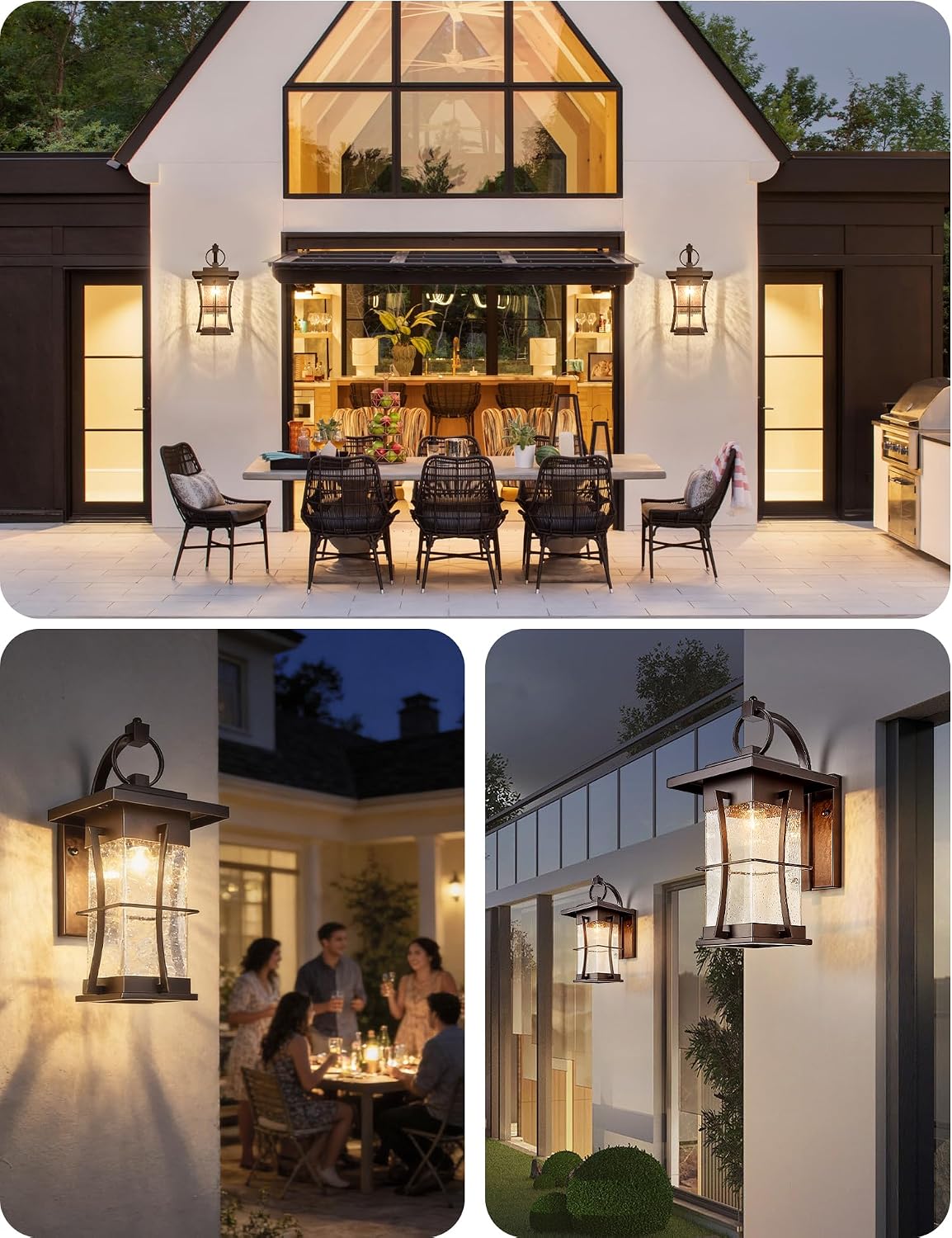 18' H Extra Large Porch Sconce Oil Rubbed Bronze Large Exterior Wall Lantern Deep Brown Outside House Lamps Waterproof Mission Outdoor Lighting with Seeded Glass for Villa Garage Coach Light