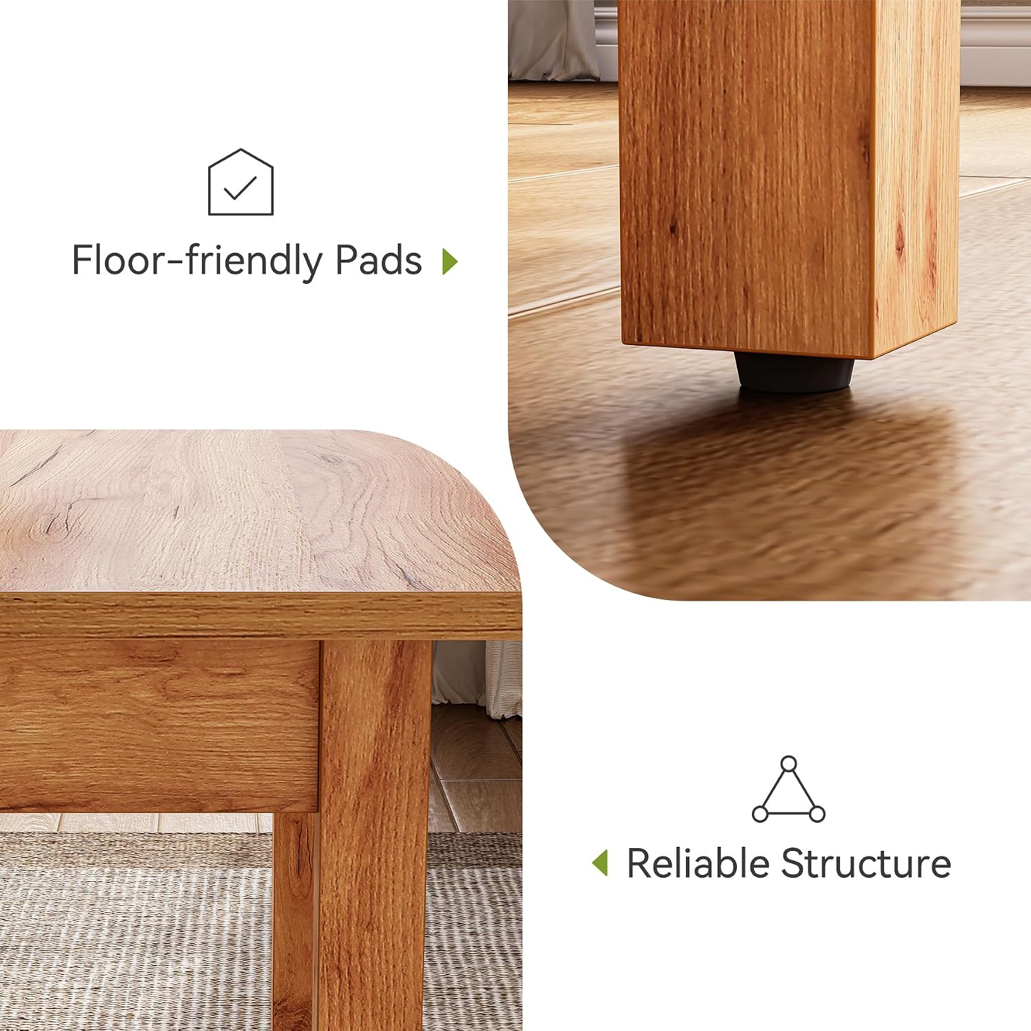 LITTLE TREE 39 Inches Square Dining Table for 4 People, Brown Wooden Kitchen Table Small Dinner Table, Modern Dining Room Tables for Living Room, Kitchen, Oak Brown