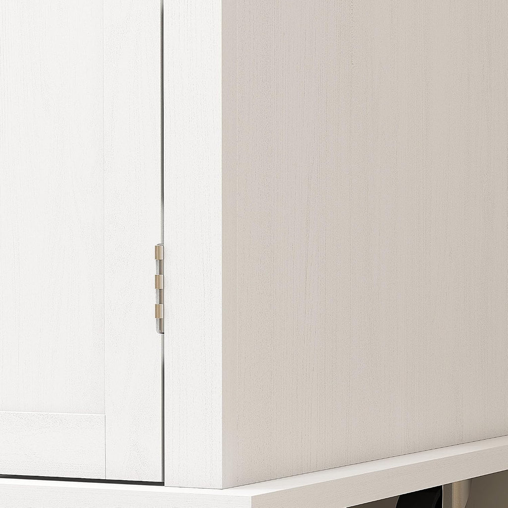 HOMCOM Kitchen Island Cart with Solid Wood Top, 44' Mobile Kitchen Island Table on Wheels with Storage Cabinets, 2 Drawers, Adjustable Shelves, Spice Rack & Towel Bar for Dining Room, Distressed White
