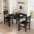 Hooseng 3 Piece Dining Table Set for 2, Small Wooden Kitchen Table with Storage, Farmhouse Square Dinette Set for Dining Room, Breakfast Nook, Apartment, Small Space