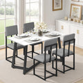5-Piece Dining Table Set for 4, Faux Marble 47.24' Kitchen Table with 4 Linen Upholstered Chairs, Sturdy & Easy-to-Clean Small Dining Table Set for Apartments & Small Spaces