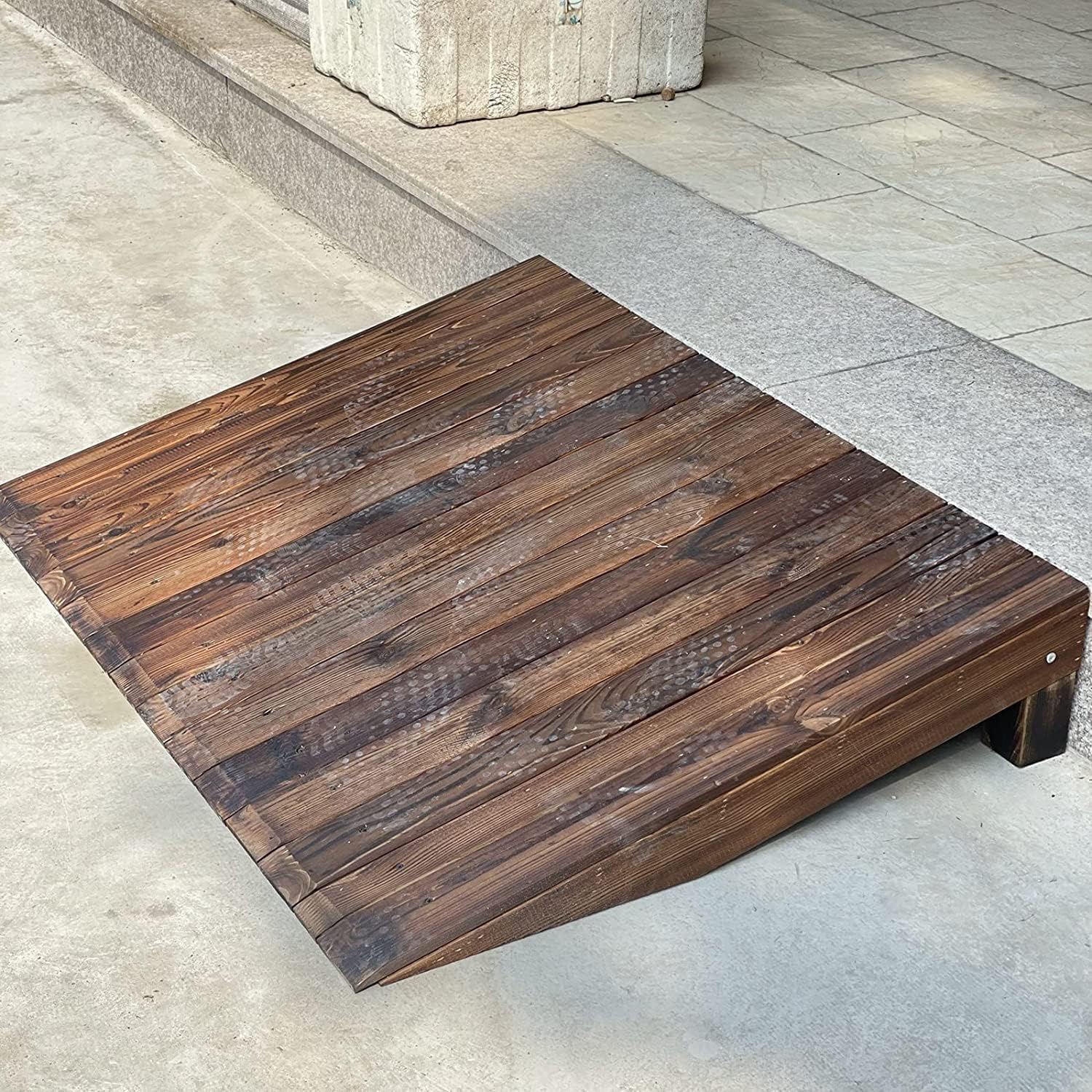 Handicap Ramps Wheelchair Ramp Solid Wood Threshold Ramp Entrance Transition Scooter Ramp for Doorway Home Roadside Slope Non-Slip Kerb Ramps Sturdy