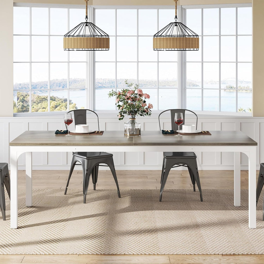 Tribesigns Dining Table for 8, 78-Inch Large Narrow Long Rectangular Kitchen Dinner Table, 8 Seat Rustic Wood Dining Table for Dining Room