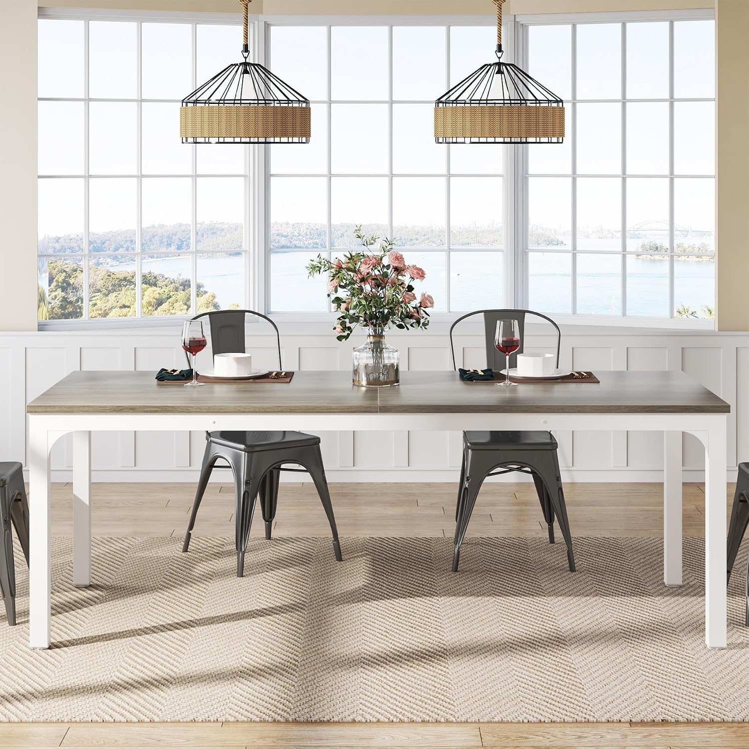 Tribesigns Dining Table for 8, 78-Inch Large Narrow Long Rectangular Kitchen Dinner Table, 8 Seat Rustic Wood Dining Table for Dining Room