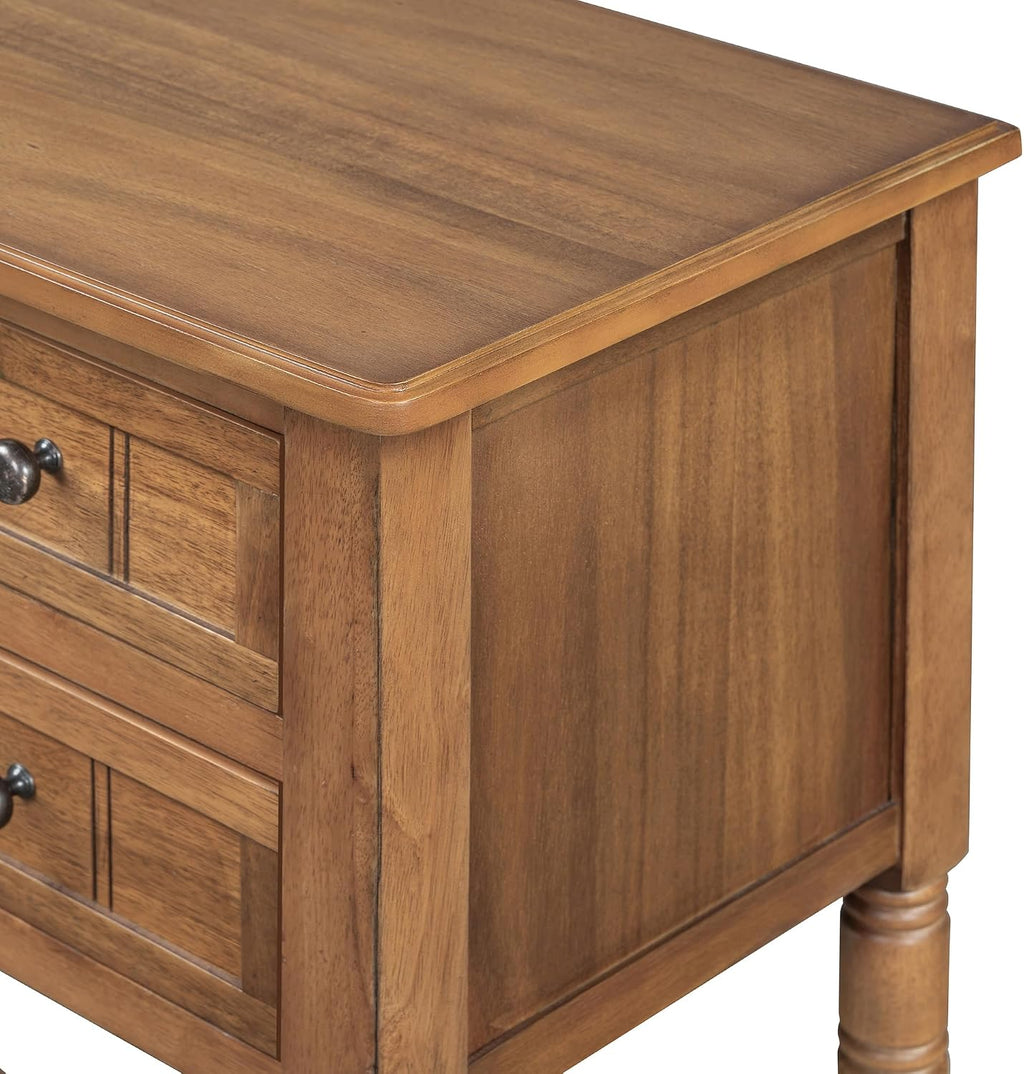 LKTART Small Solid Wood Sofa Table,Console Table with Drawers and Bottom Shelf, Entryway Hallway Foyer Entry Table for Living Room(23.7' Natural)