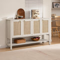 SICOTAS Sideboard Buffet Cabinet with Rattan Doors, 55' Boho Coffee Bar Cabinet with Open Shelf, Modern Farmhouse Credenza & Console Table for Entryway, Kitchen, Dining Room