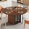 IBF 47' Round Dining Table for 4-6, Circle Kitchen Table with Storage Shelf, Circular Dining Room Tables with Fridge Space, Wood Dinner Tables for Home Kitchen, Walnut (Only Table)