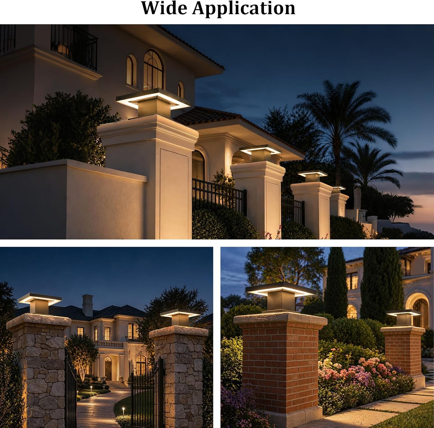 Outdoor Post Lights Modern 3000K LED Column Caps Lights Waterproof Outside Housing Pillar Lights Hard Wired Landscape Pathway Lamp Fence Deck Caps Lanterns For Gate Mailbox Pier Pedestal Lighting