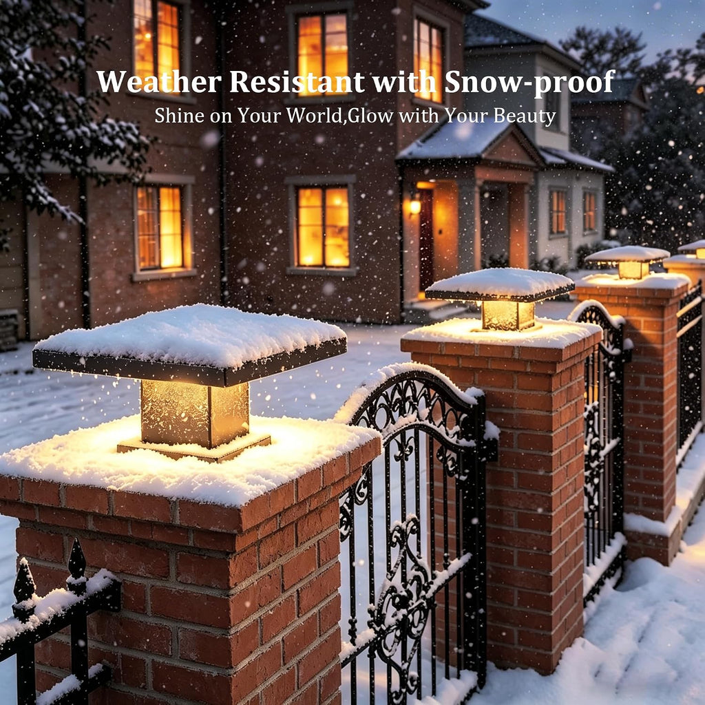 Outdoor Post Lights Modern 3000K LED Column Caps Lights Waterproof Outside Housing Pillar Lights Hard Wired Landscape Pathway Lamp Fence Deck Caps Lanterns For Gate Mailbox Pier Pedestal Lighting