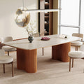 Tribesigns 78.7' Sintered Stone Dining Table for 8-10，Luxury Rectangular Kitchen Table with Solid Wood Legs, Mid-Century Dining Room Table for Living Room