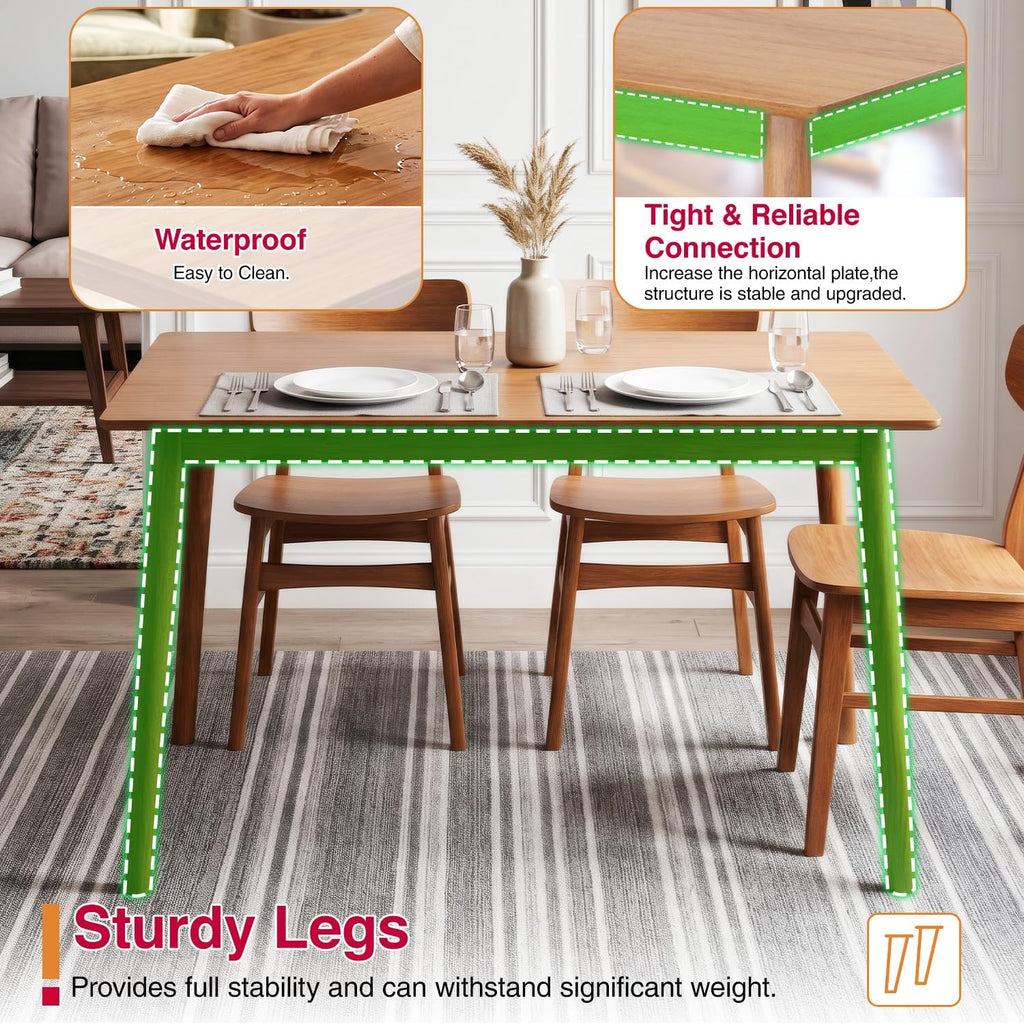 FDW 47 Inches Dining Table, Dining Room for 4 People, Small Rectangular Table for Kitchen, Quick Assembly, Small Spaces Modern Home Furniture Dinner Table, Natural