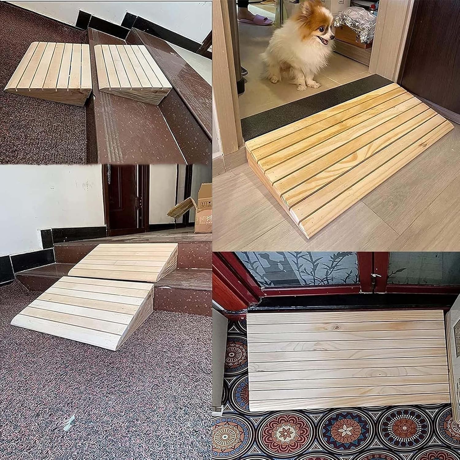 Handicap Ramps Portable Curb Ramps Wheelchairs Threshold Ramps for Doorways Heavy Duty Wood Entry Transition Ramp for Walkers Motorcycle Slip-Resistant