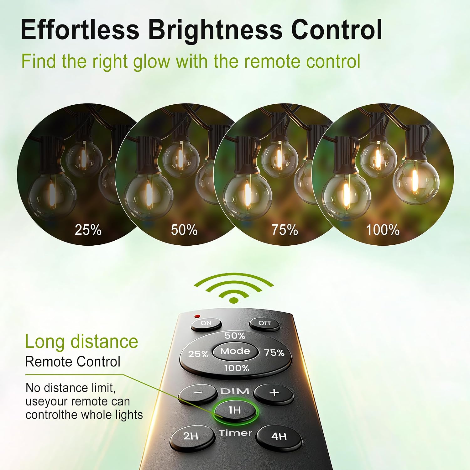 Outdoor-String-Lights-Patio-LED-Light-Outside 300FT Waterproof Dimmer Remote Outdoor Lighting with 3 Modes G40 Globe Plastic LED Bulbs Hanging Lights Connectable for Backyard Yard Porch Party