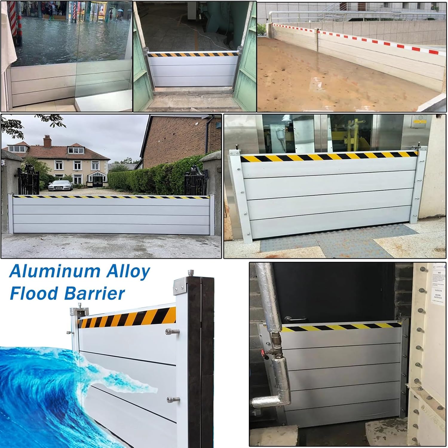 Detachable Flood Barrier Threshold Kits for Doorway, Hotel/Supermarket/Restaurant Aluminum Water Stopper Shield Reuseable, Inside Outside Wall Mount,H 15.7in (40cm)-L 1.5ft(46cm)