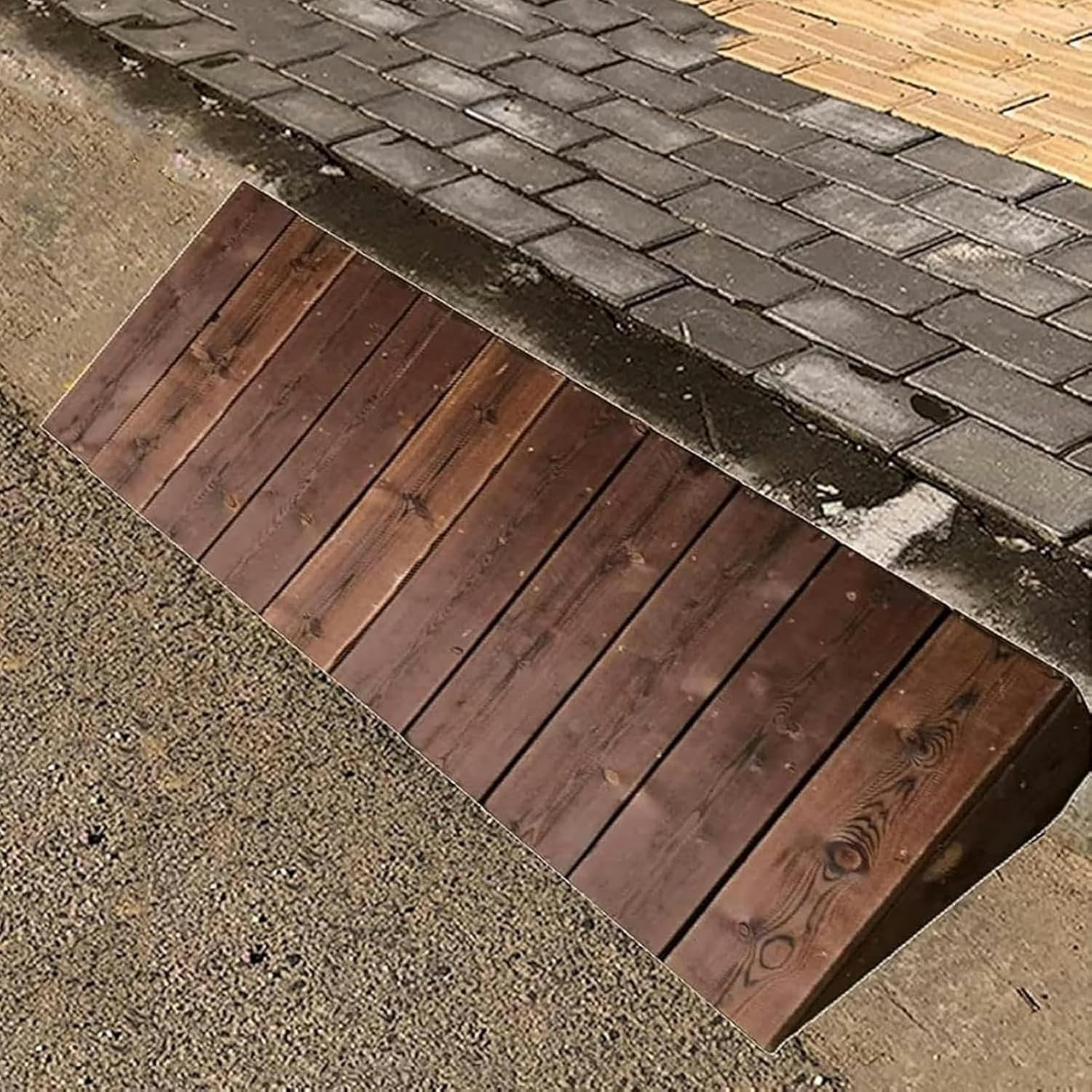 Threshold Ramp, Curb Ramp 4/7/10 Inch Rise, Wooden Threshold Ramps for Doorways Steps Stairs, Indoor Outdoor Entry Ramp for Wheelchairs/Scooters