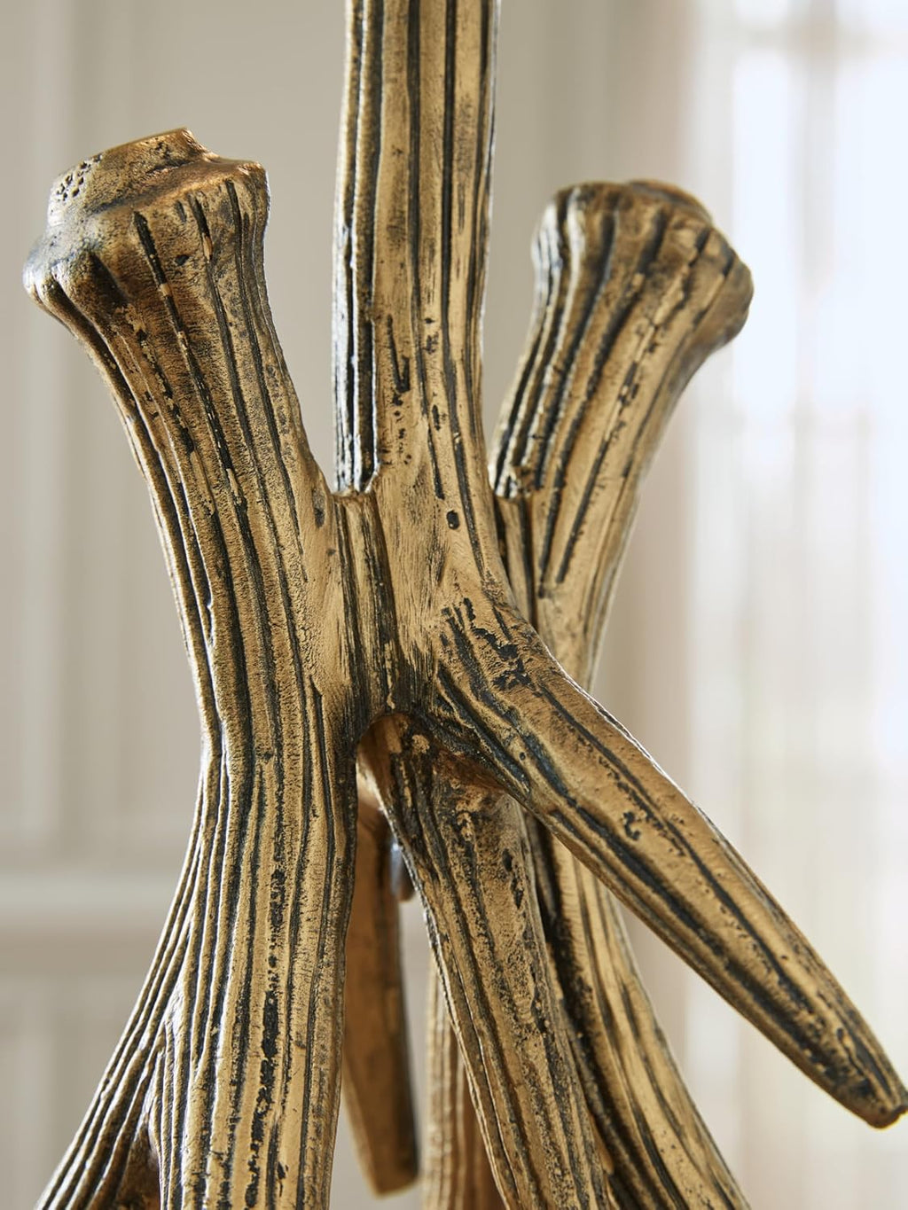 Signature Design by Ashley Josney Rustic Cast Aluminum Root Table Lamp with 3-Way Switch, Metallic & White
