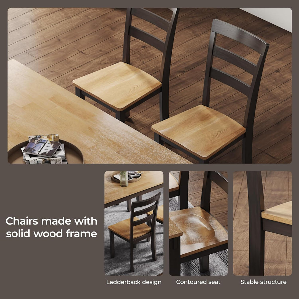 Signature Design by Ashley Gesthaven Casual Dining Table, Bench and 4 Ladderback Chairs, Seats 6, Wood, 36' W x 60' D x 30.25' H, Light Brown & Dark Brown