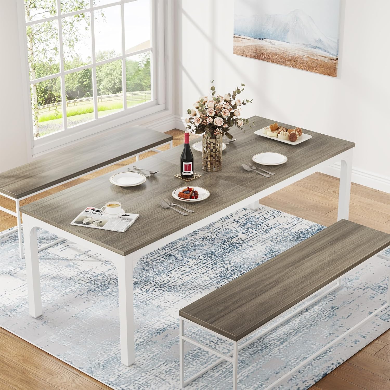 Tribesigns Dining Table for 8, 78-Inch Large Narrow Long Rectangular Kitchen Dinner Table, 8 Seat Rustic Wood Dining Table for Dining Room