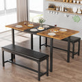 VECELO 3-Piece 63' Extendable Kitchen Table with Benches/Chairs, Modern Breakfast Dinette/Dining Room Set for 4/6/2, Small Space Saving Design, Easy Assembly