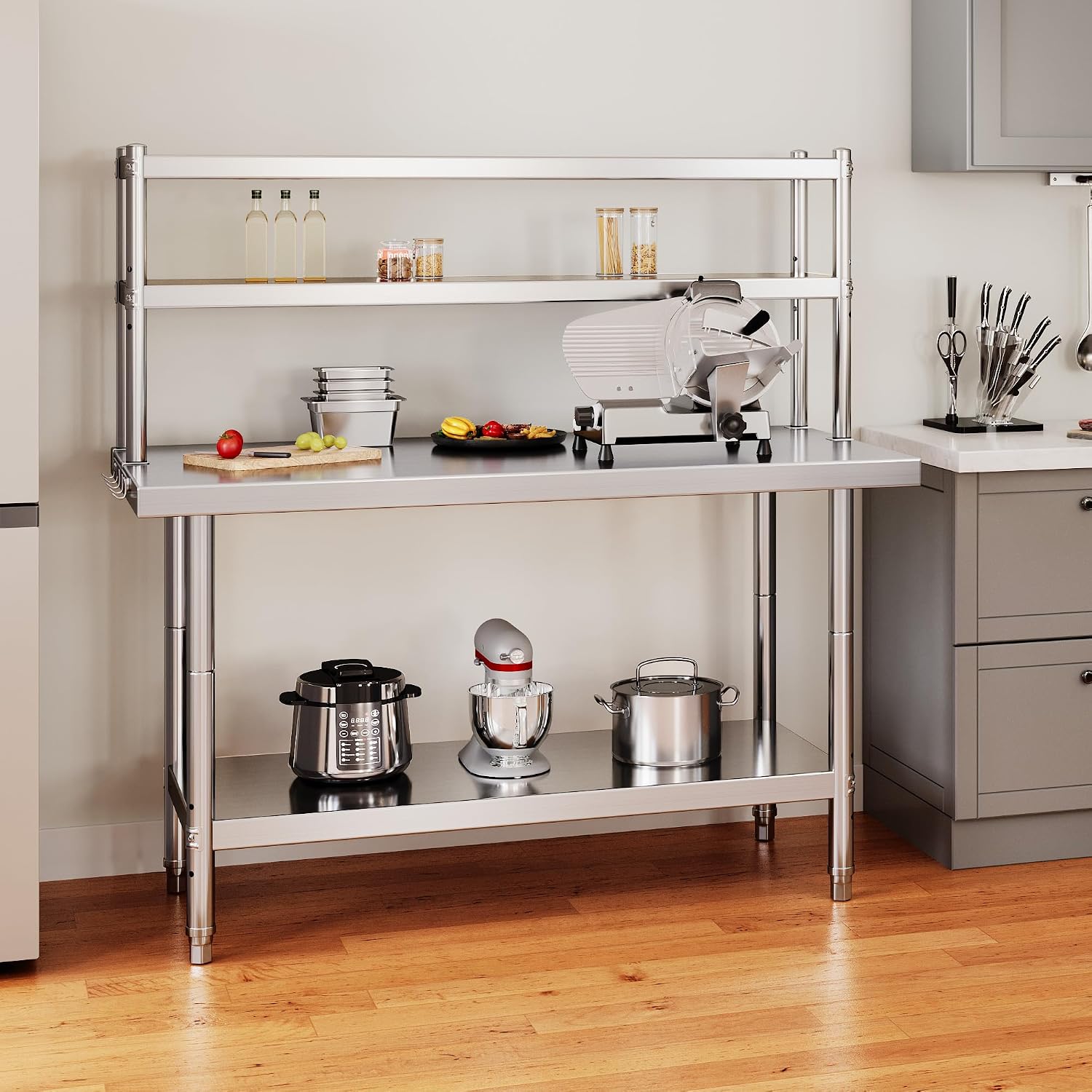 YITAHOME NSF Stainless Steel Table with Overshelves, 42' X 24' Work Table with 42' X 12' Shelf, Metal Table Prep Table for Home Kitchen Restaurant Garage Warehouse
