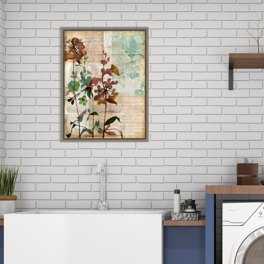 Amanti Art Framed Canvas Wall Art 24x18 Music Box Floral I by Jennifer Goldberger, Framed Wall Art Canvas, Flowers Artwork, Country Rustic Decor, Medium Poster Painting for Living Room, Bedroom,