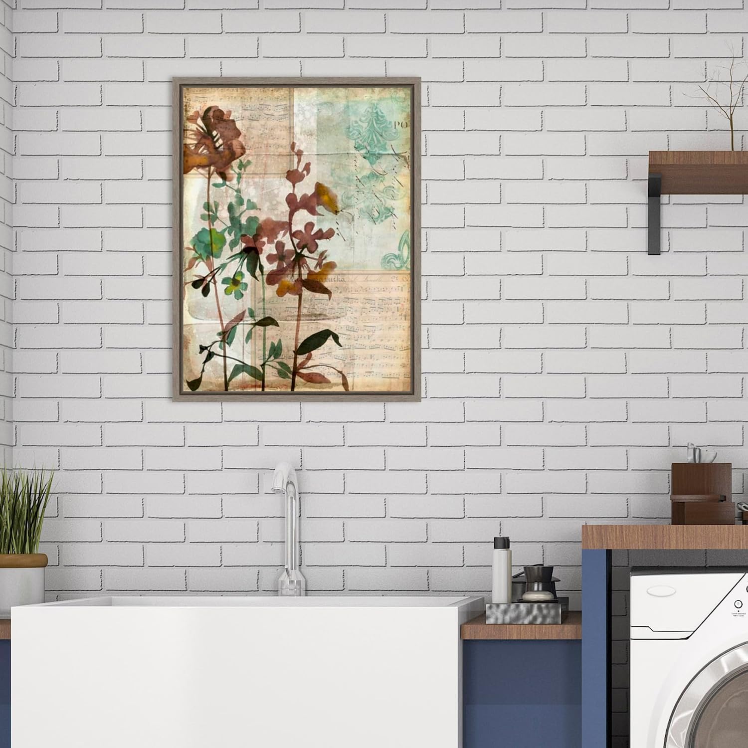Amanti Art Framed Canvas Wall Art 24x18 Music Box Floral I by Jennifer Goldberger, Framed Wall Art Canvas, Flowers Artwork, Country Rustic Decor, Medium Poster Painting for Living Room, Bedroom,