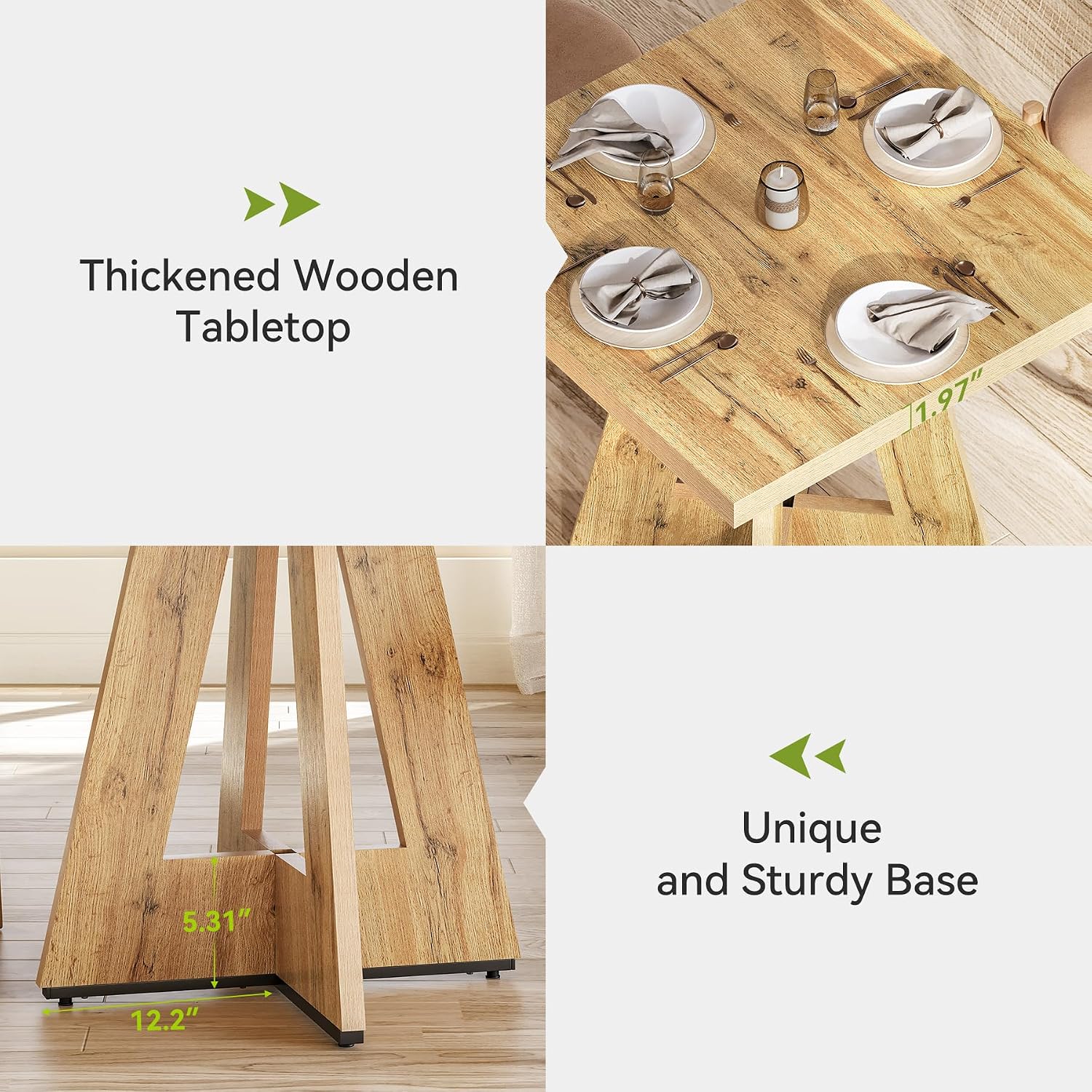LITTLE TREE 31.5' Square Dining Table for 4, Small Space Kitchen Table with Pedestal Base, Farmhouse Wood Tables for Apartment, Dining Room & Living Room, Ideal for Cafe & Restaurant Use (Brown)