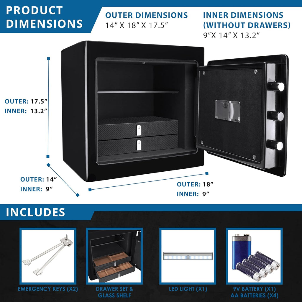 Barska Digital Keypad Fireproof Jewelry Safe 1.01 Cubic Ft, One Size, Black AX13106