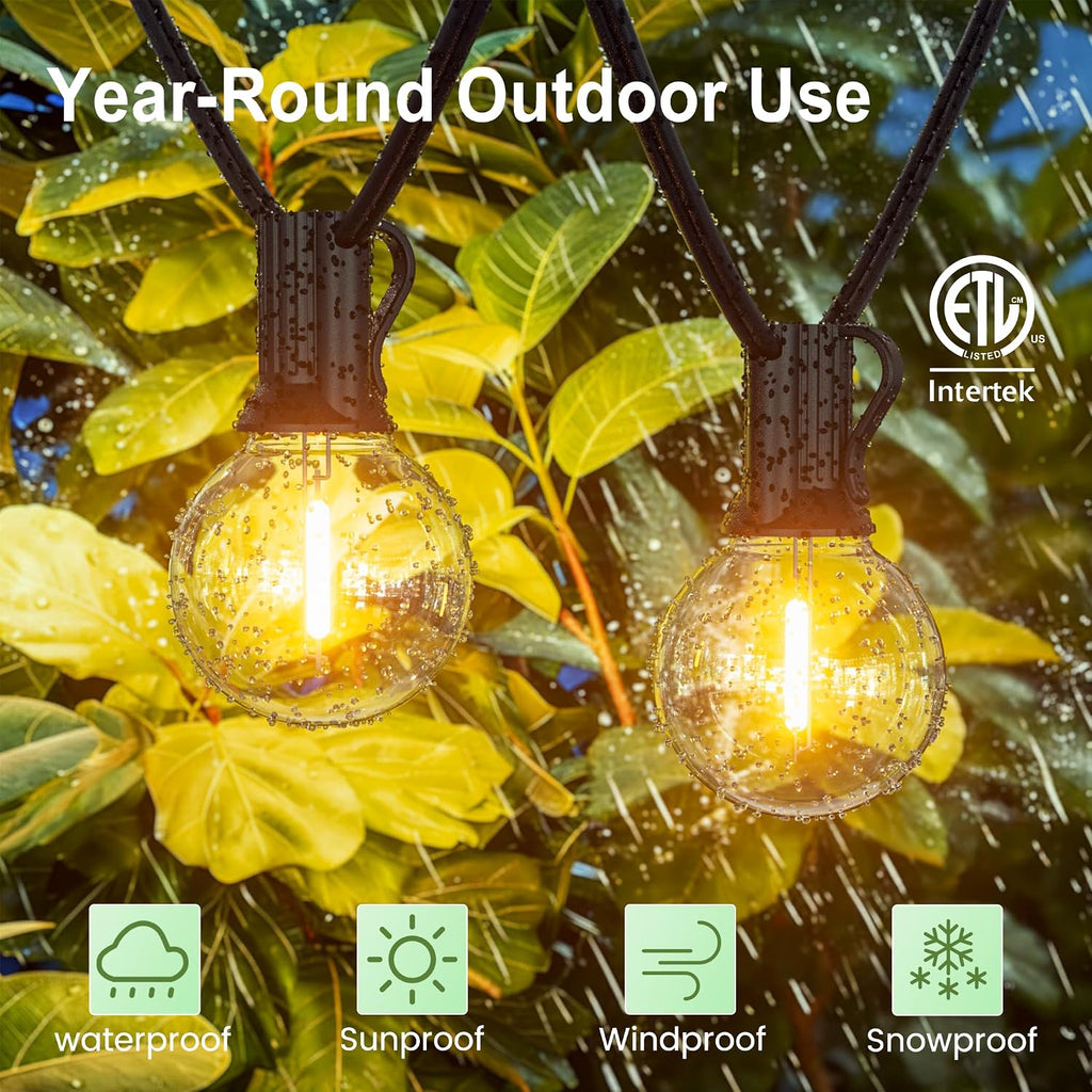 Outdoor-String-Lights-Patio-LED-Light-Outside 300FT Waterproof Dimmer Remote Outdoor Lighting with 3 Modes G40 Globe Plastic LED Bulbs Hanging Lights Connectable for Backyard Yard Porch Party