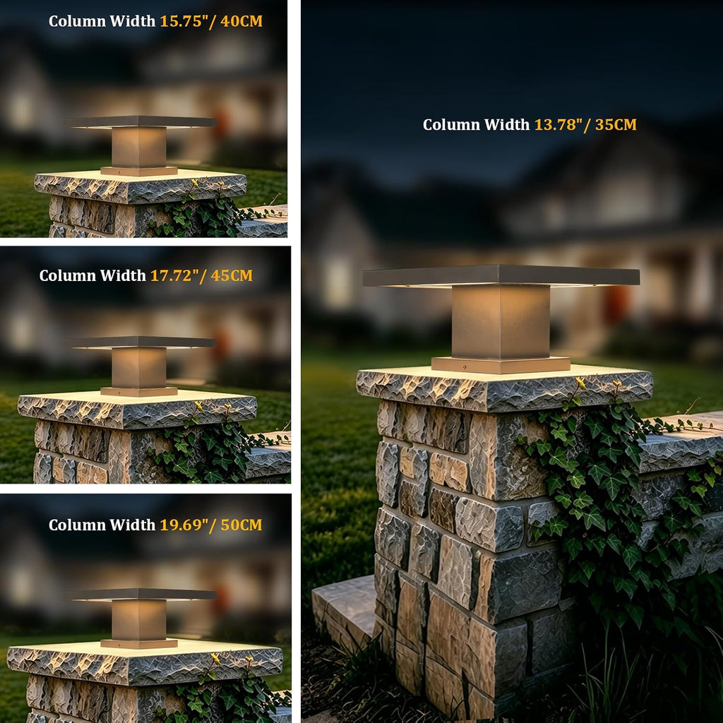 Outdoor Post Lights Modern 3000K LED Column Caps Lights Waterproof Outside Housing Pillar Lights Hard Wired Landscape Pathway Lamp Fence Deck Caps Lanterns For Gate Mailbox Pier Pedestal Lighting