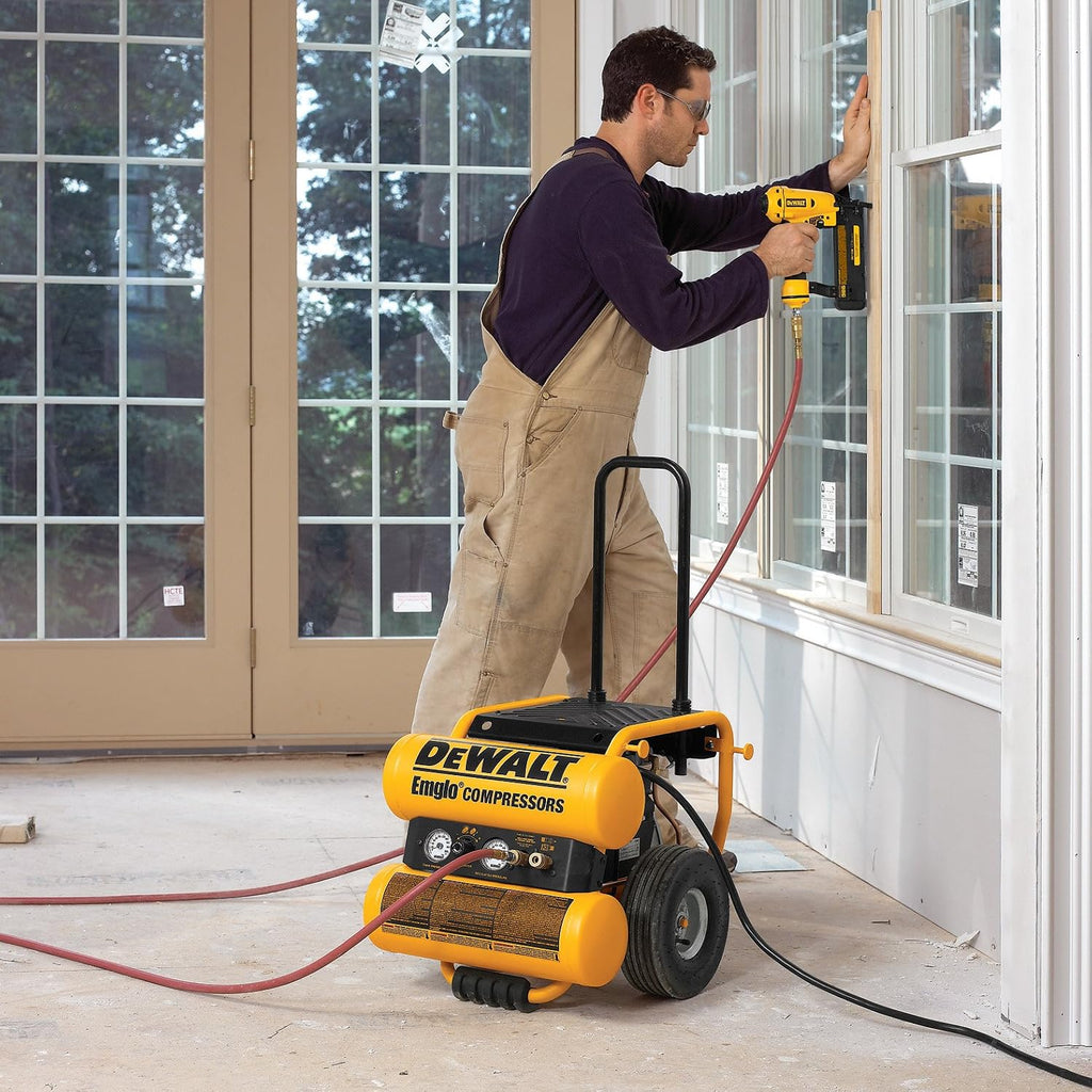 DEWALT D55154 1.1 HP Continuous 4 Gal Electric Wheeled Dolly-Style Air Compressor with Panel