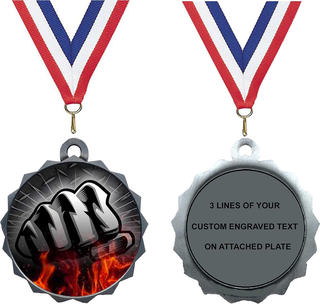 Express Medals Various Styles 1 to 50 Pack of Engraved Silver Martial Arts Medals Trophy Award with Neck Ribbon Medal Trophies Gift Prize Karate