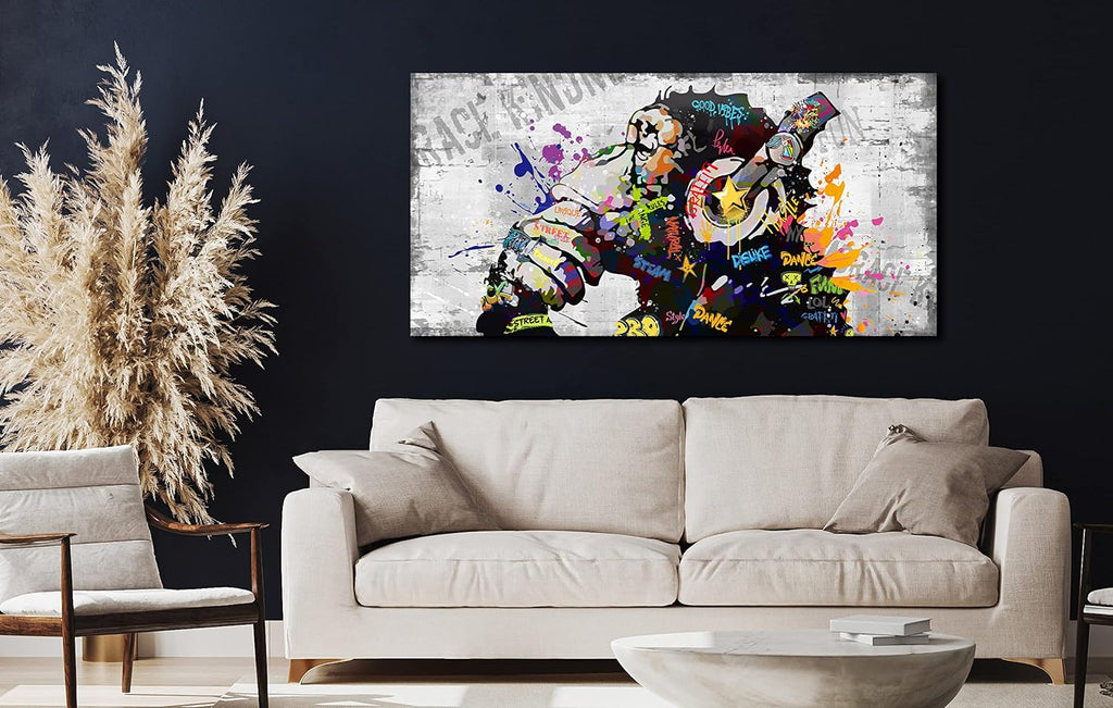 Kepgonegu Large Banksy Canvas Wall Art Graffiti Gorilla Picture for Living Room Bedroom Funny Wall Decor Size 60' W x 30' H