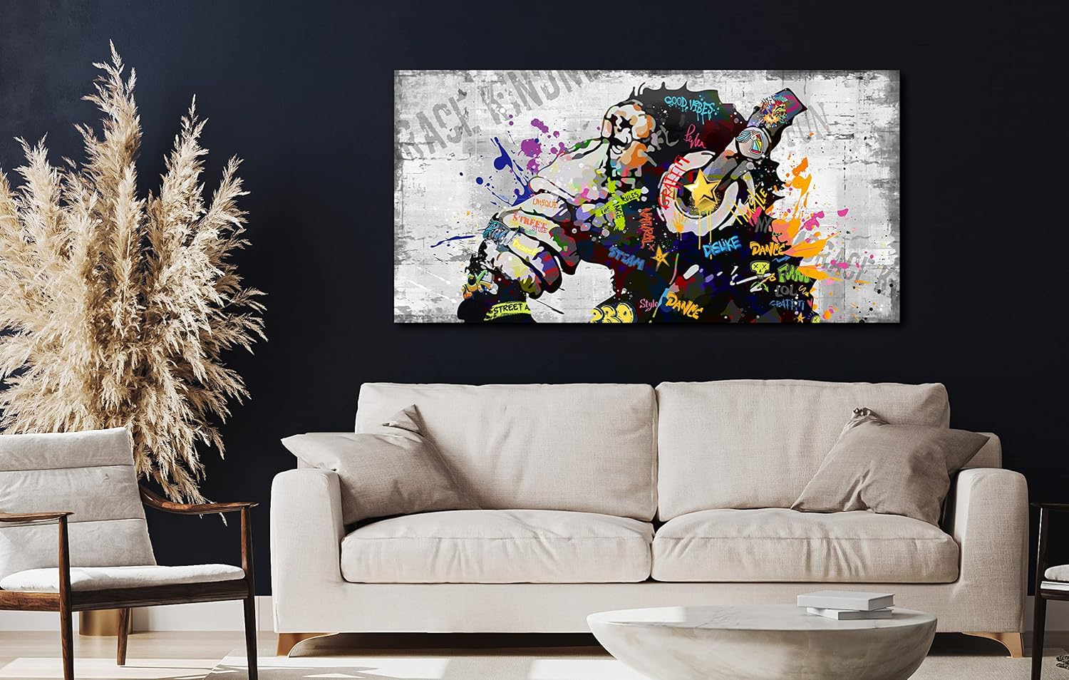 Kepgonegu Large Banksy Canvas Wall Art Graffiti Gorilla Picture for Living Room Bedroom Funny Wall Decor Size 60' W x 30' H