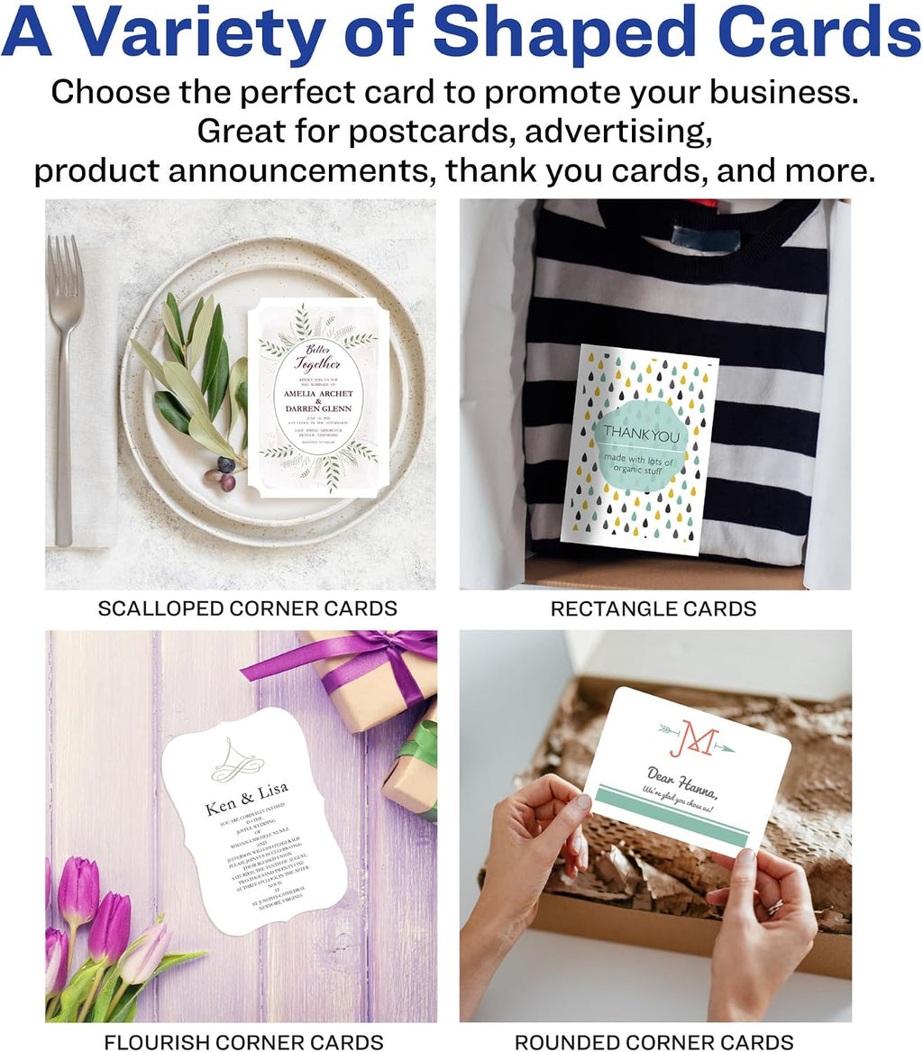 Avery Printable Postcards with Sure Feed Technology, 4' x 6', White, 6 Packs, 100 Cards per Pack, 200 Blank Postcards for Laser Printers Total (15389)