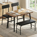 IDEALHOUSE Dining Table Set for 4, 4 Piece Kitchen Table Set with Upholstered Bench & 2 Chairs, Breakfast Table for Samll Space, Dining Room, Apartment, Restaurant, Rustic Brown